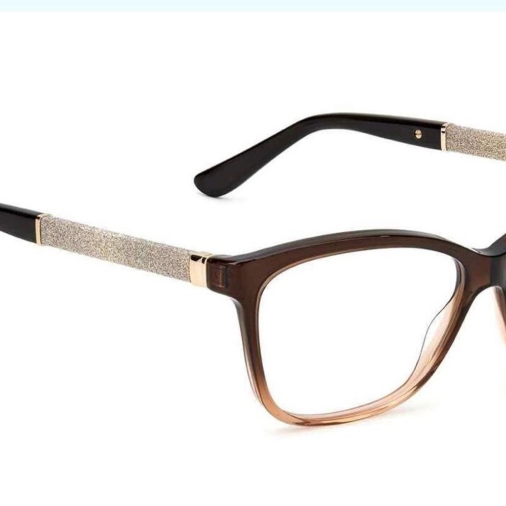Jimmy Choo JC105 Eyeglass frames Dark Brown Gradient Silver Sparkle on Arms